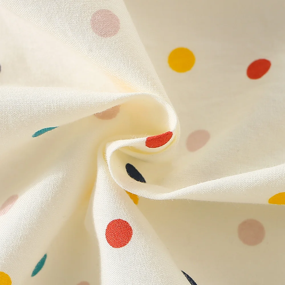 Baby Jumpsuit For 3 To 18 Months Flower Embroidered Colorful Polka Dots Printed Bodysuit
