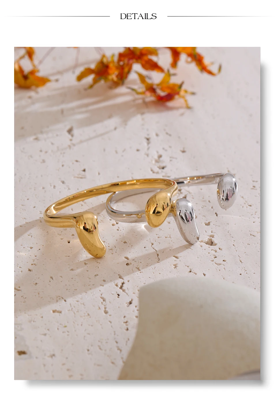 Yhpup 57mm Unique 316L Stainless Steel Open Cuff Bracelet Bangle Fashion Waterproof Distinctive Jewelry Accessories for Women