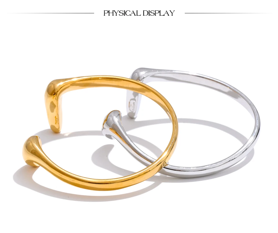 Yhpup 57mm Unique 316L Stainless Steel Open Cuff Bracelet Bangle Fashion Waterproof Distinctive Jewelry Accessories for Women