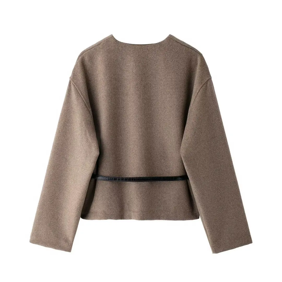 Women's Outerwear 2024 New Fashion With Belt Soft Top Elegant Chic Autumn/Winter Coat