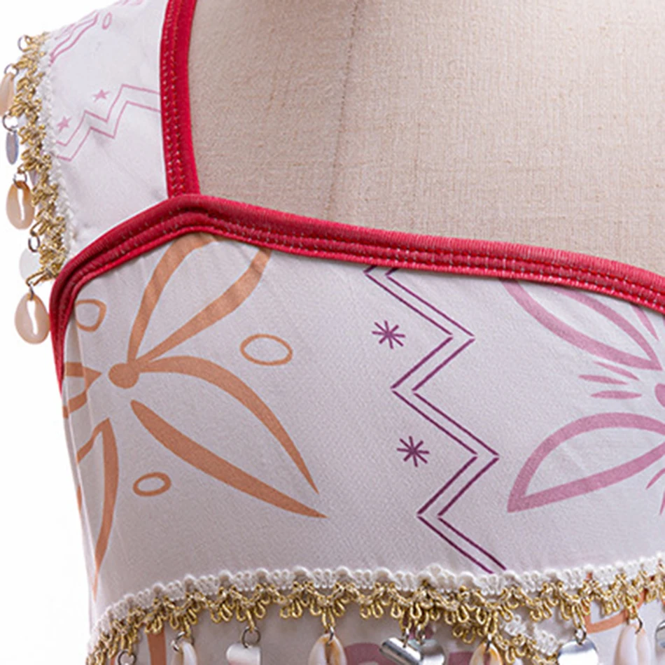 New Movie Moana 2 Dress Girls Cosplay Vaiana Princess Costume Girls One-Shoulder Suspender Dress Accessories Set