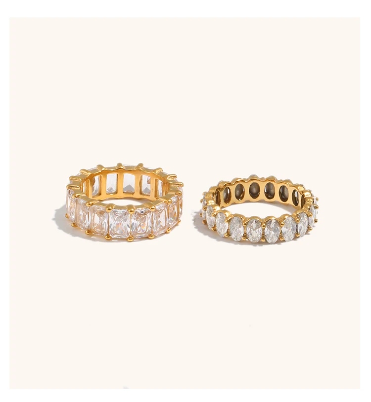 La.Muses Stainless Steel Delicate Bling Geometry Cubic Zirconia Fashion Shiny Ring for Women High Quality Premium Jewelry Gift