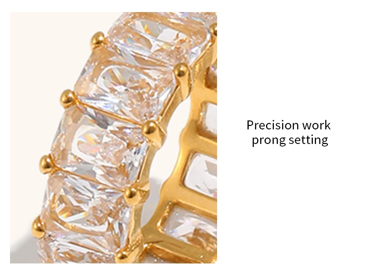 La.Muses Stainless Steel Delicate Bling Geometry Cubic Zirconia Fashion Shiny Ring for Women High Quality Premium Jewelry Gift