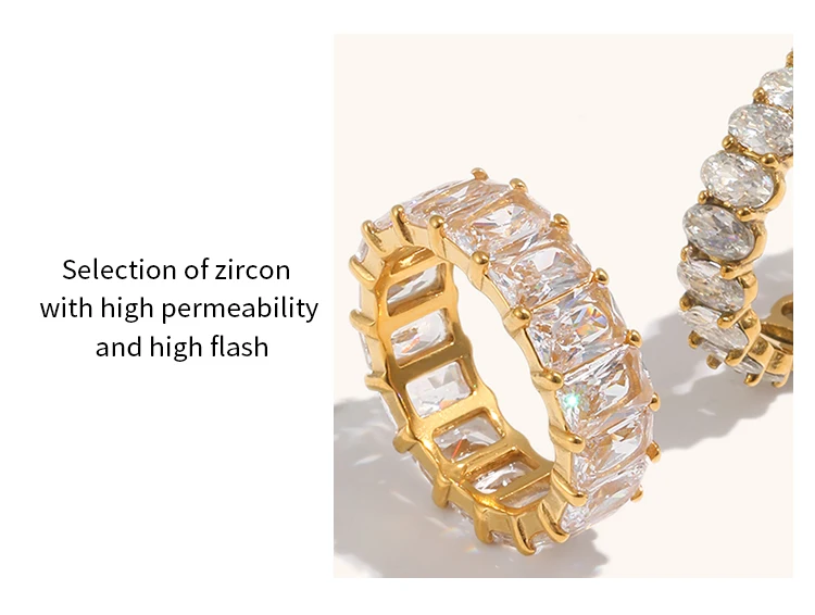 La.Muses Stainless Steel Delicate Bling Geometry Cubic Zirconia Fashion Shiny Ring for Women High Quality Premium Jewelry Gift