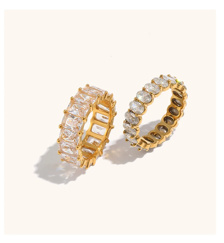 La.Muses Stainless Steel Delicate Bling Geometry Cubic Zirconia Fashion Shiny Ring for Women High Quality Premium Jewelry Gift