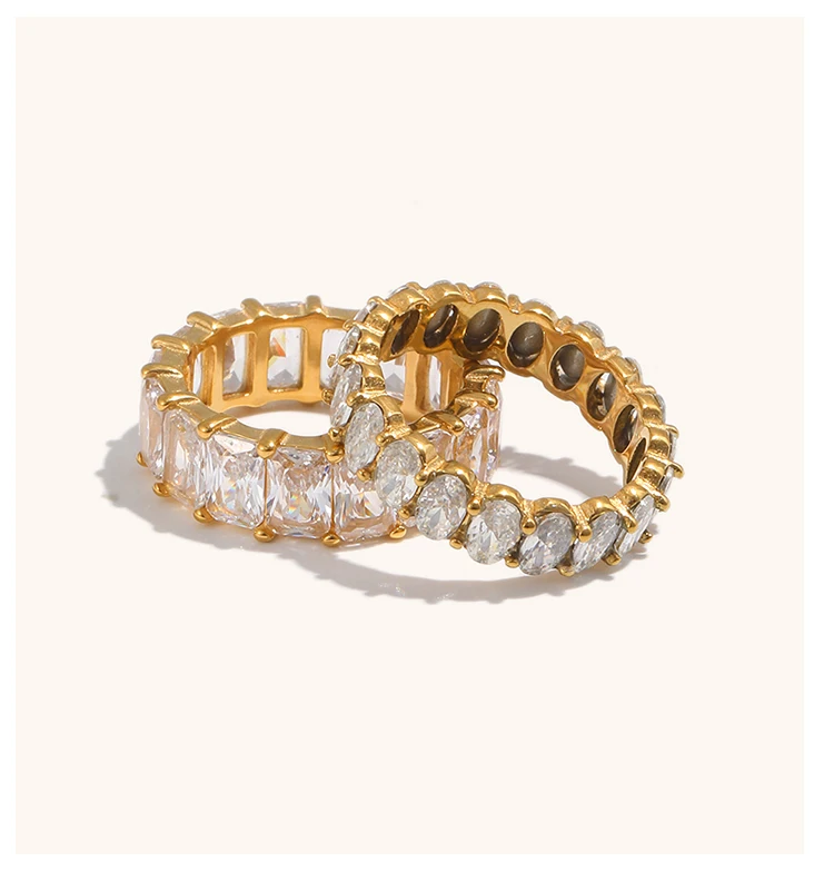La.Muses Stainless Steel Delicate Bling Geometry Cubic Zirconia Fashion Shiny Ring for Women High Quality Premium Jewelry Gift