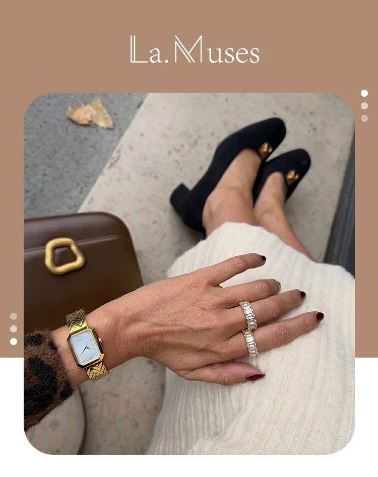 La.Muses Stainless Steel Delicate Bling Geometry Cubic Zirconia Fashion Shiny Ring for Women High Quality Premium Jewelry Gift