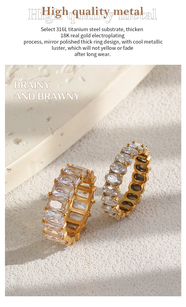 La.Muses Stainless Steel Delicate Bling Geometry Cubic Zirconia Fashion Shiny Ring for Women High Quality Premium Jewelry Gift