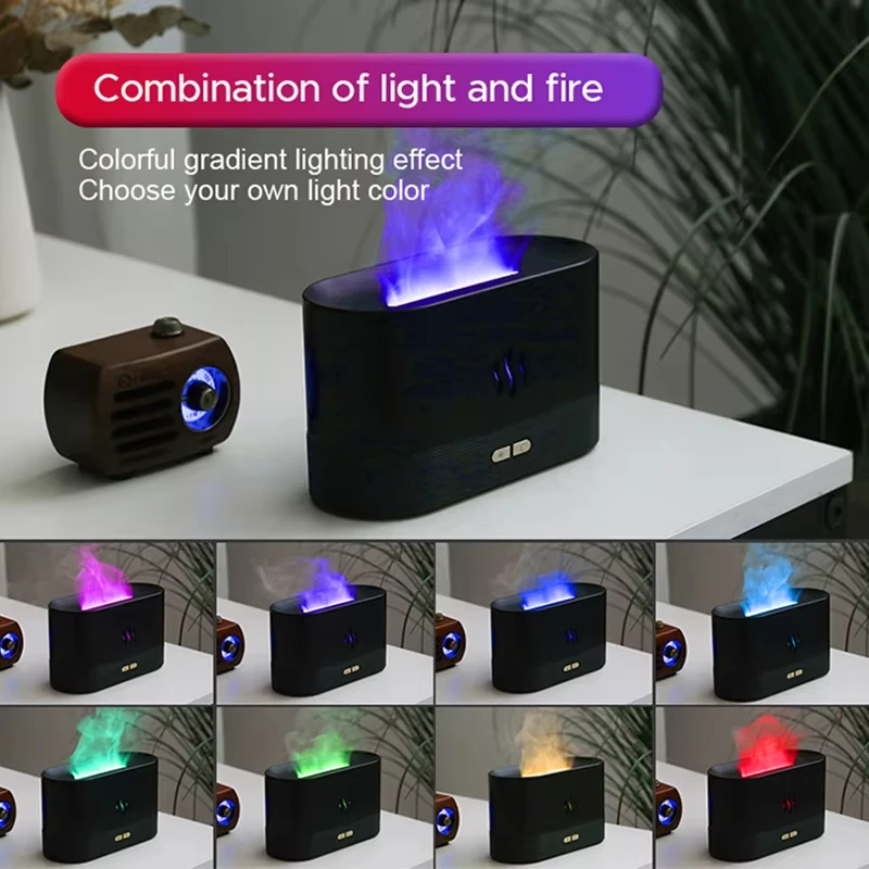 Vissko Aroma Flame Diffuser 180ML Air Humidifier Ultrasonic Aromatherapy Cool Mist Maker Essential Oil Lamp Difusers For Home