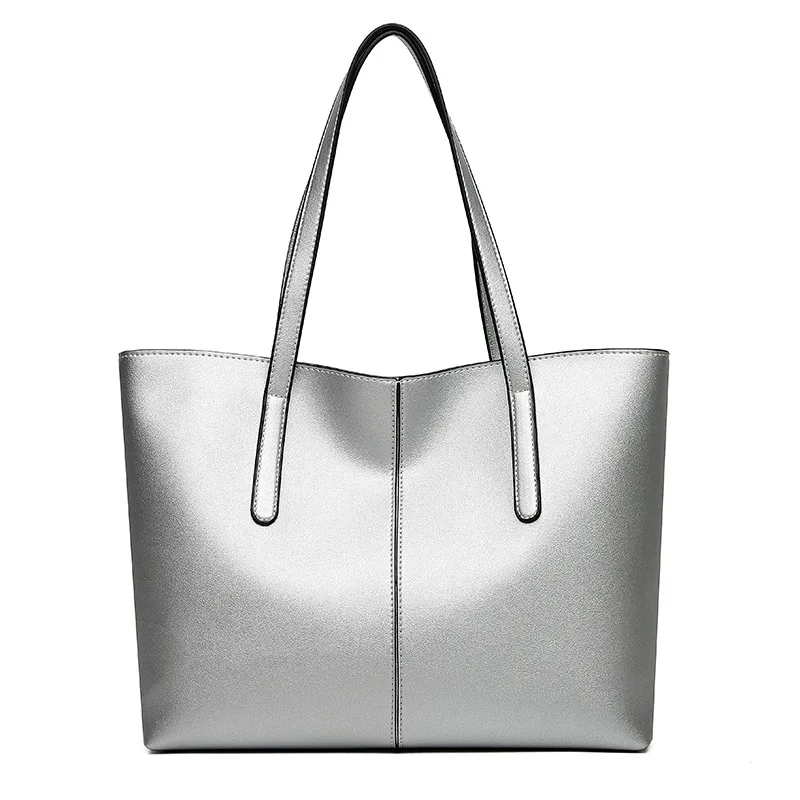 Women's Tote Bags Simple Large Capacity Femal Shoulder Bag Solid Color Commuter Leather Hand Bags Ladies Top Handle Bags