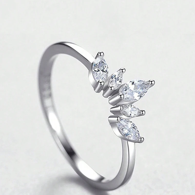 925 Sterling Silver Shiny Zircon crown Rings for Women Wedding Engagement Fashion Elegant Gold Color new in Fine Jewelry