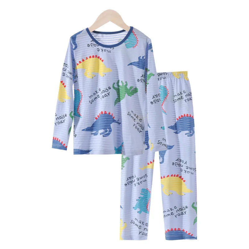 2Pcs Girls Home Underwear Set Cute Strawberry Print Round Neck Long Sleeve Trousers Comfy 100% Cotton Pajamas Set
