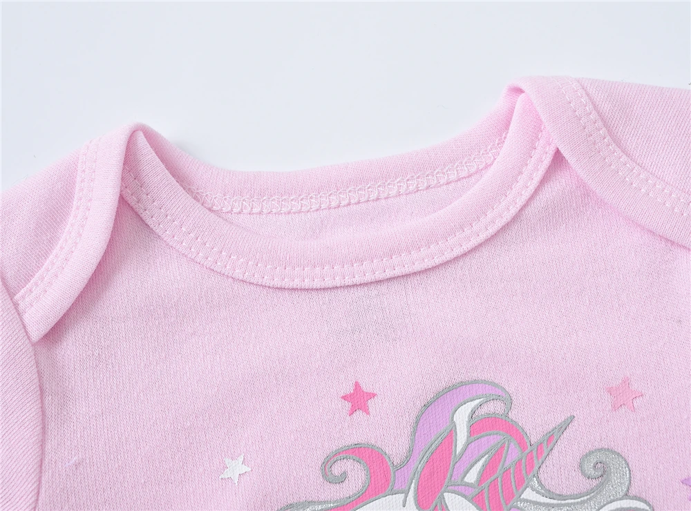 3 Pcs a lot Baby Gilrs Bodyusit 100% Cotton Unicorn Design Short Sleeve Summer Newborn Clothes 0-12 Months Costume