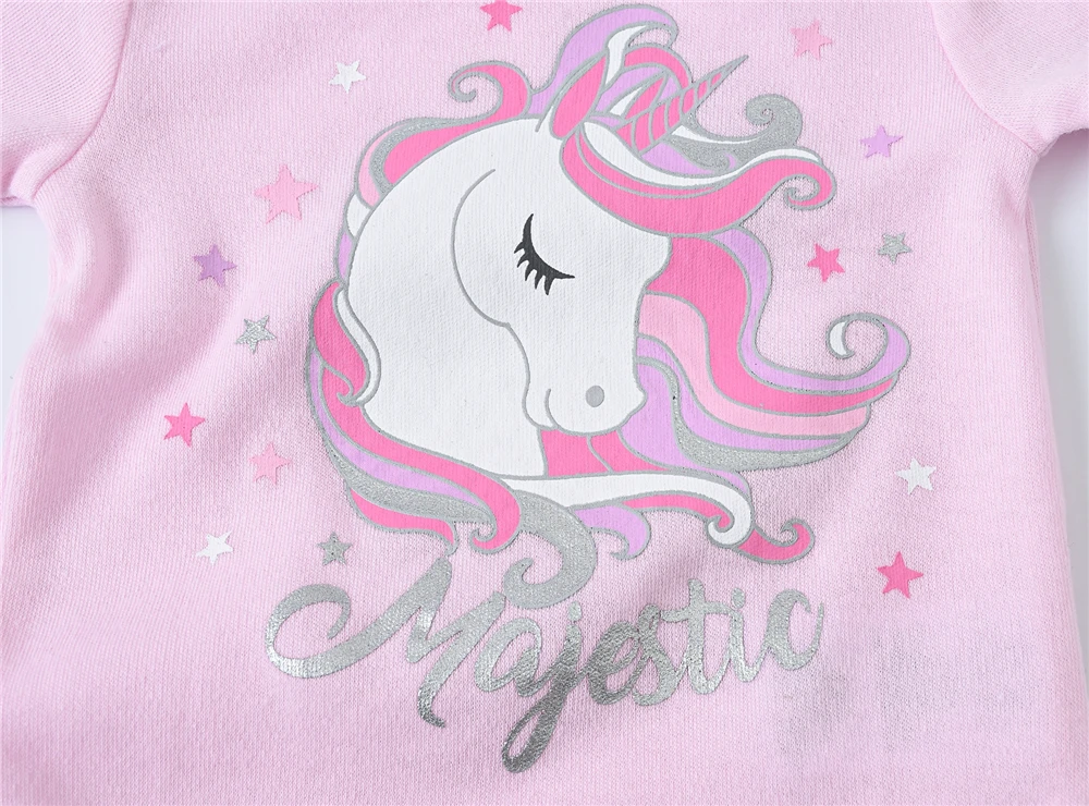 3 Pcs a lot Baby Gilrs Bodyusit 100% Cotton Unicorn Design Short Sleeve Summer Newborn Clothes 0-12 Months Costume
