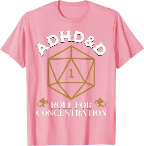 Vintage ADHD&D Roll for Concentration DnD Men Women T-Shirt RPGs Gamer Graphic Outfit Funny Saying Tee Short Sleeve Blouses Gift