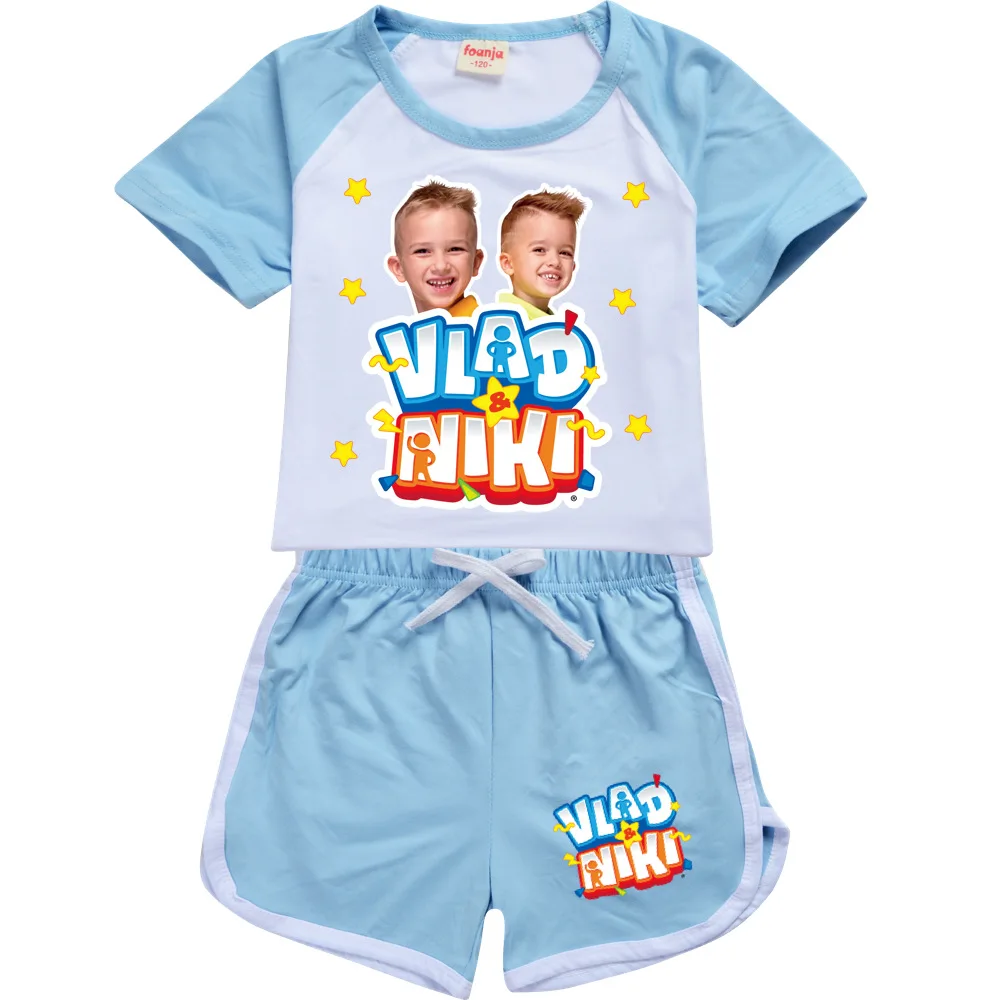 Boys Summer Vlad niki Sets Short-Sleeved T-shirt+Shorts 2 Pieces Suit Casual Sportswear Kids Clothes Sweatsuit For Teens Girls