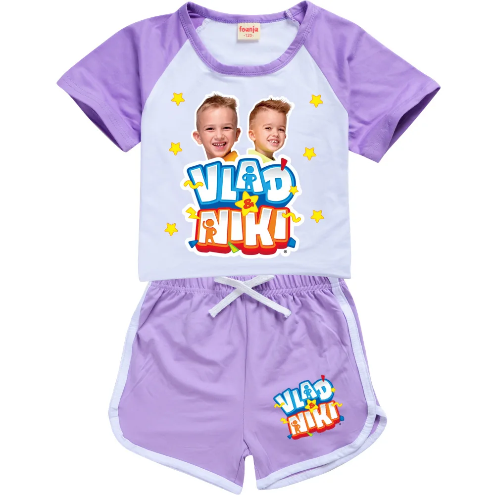 Boys Summer Vlad niki Sets Short-Sleeved T-shirt+Shorts 2 Pieces Suit Casual Sportswear Kids Clothes Sweatsuit For Teens Girls