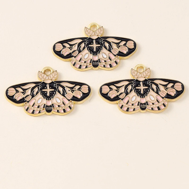 Leslie 10pcs Beautiful Enamel Insect Flower Moon Star Moth Butterfly Charms for Earrings Necklace Jewelry Making Accessories