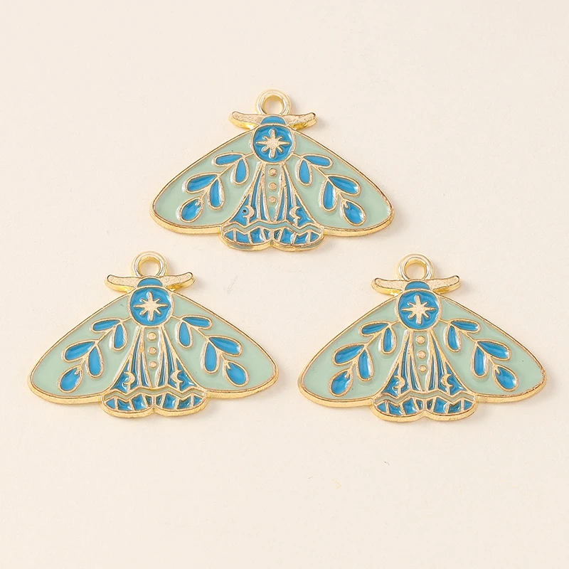 Leslie 10pcs Beautiful Enamel Insect Flower Moon Star Moth Butterfly Charms for Earrings Necklace Jewelry Making Accessories