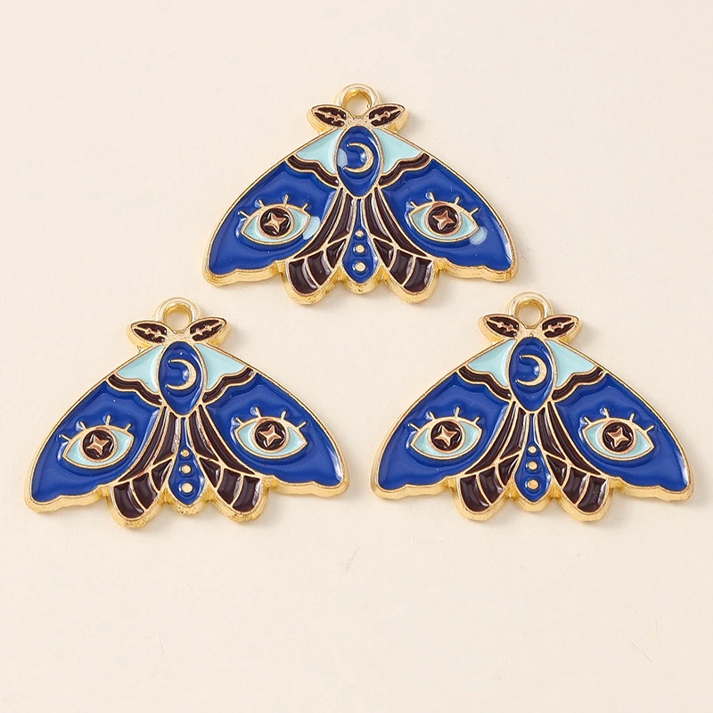 Leslie 10pcs Beautiful Enamel Insect Flower Moon Star Moth Butterfly Charms for Earrings Necklace Jewelry Making Accessories