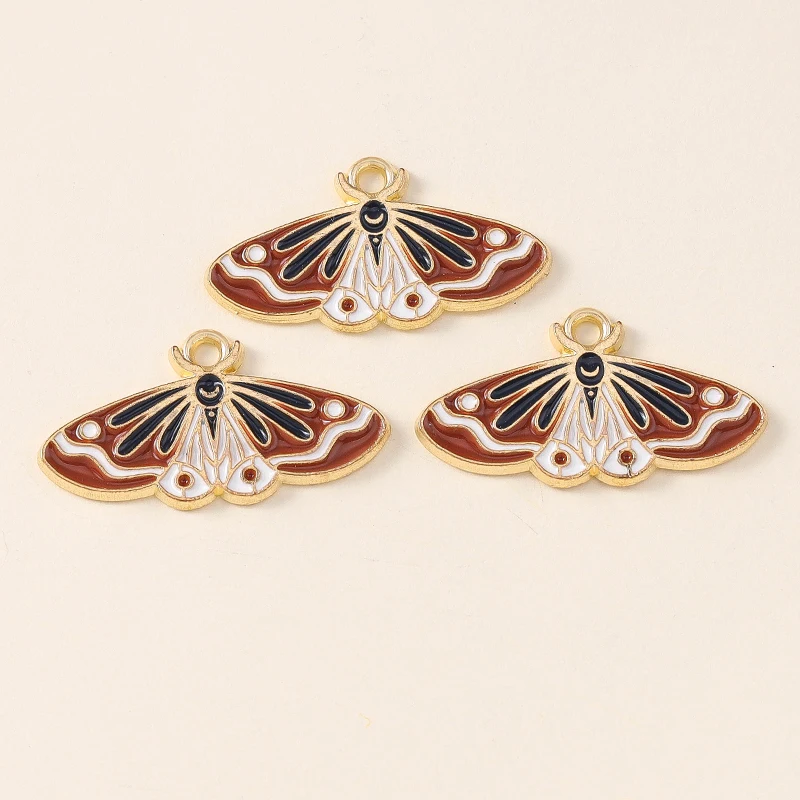 Leslie 10pcs Beautiful Enamel Insect Flower Moon Star Moth Butterfly Charms for Earrings Necklace Jewelry Making Accessories