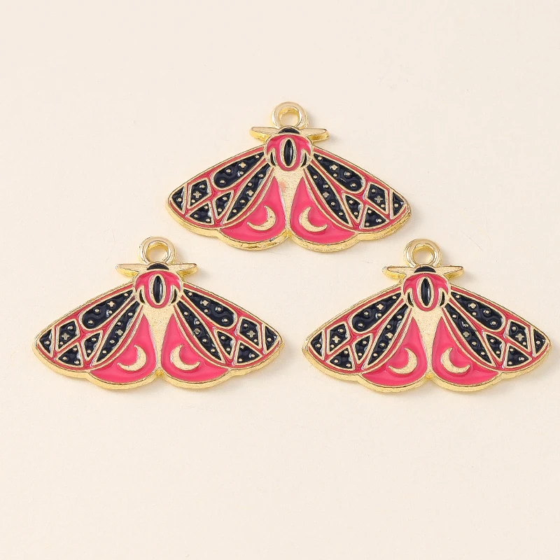 Leslie 10pcs Beautiful Enamel Insect Flower Moon Star Moth Butterfly Charms for Earrings Necklace Jewelry Making Accessories
