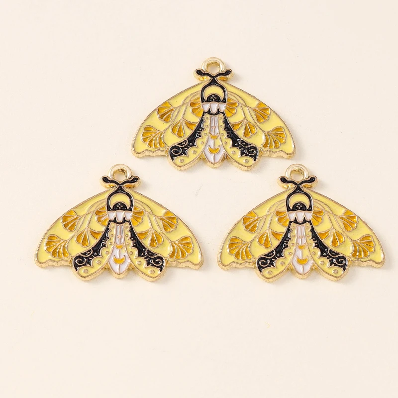 Leslie 10pcs Beautiful Enamel Insect Flower Moon Star Moth Butterfly Charms for Earrings Necklace Jewelry Making Accessories