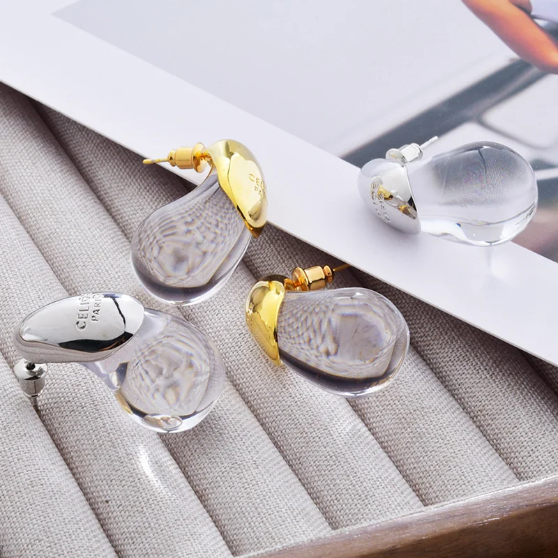 Transparent Resin Women's Earrings Water Droplet New in Earrings Simple Temperament Personalized Christmas Gifts Fashion Jewelry