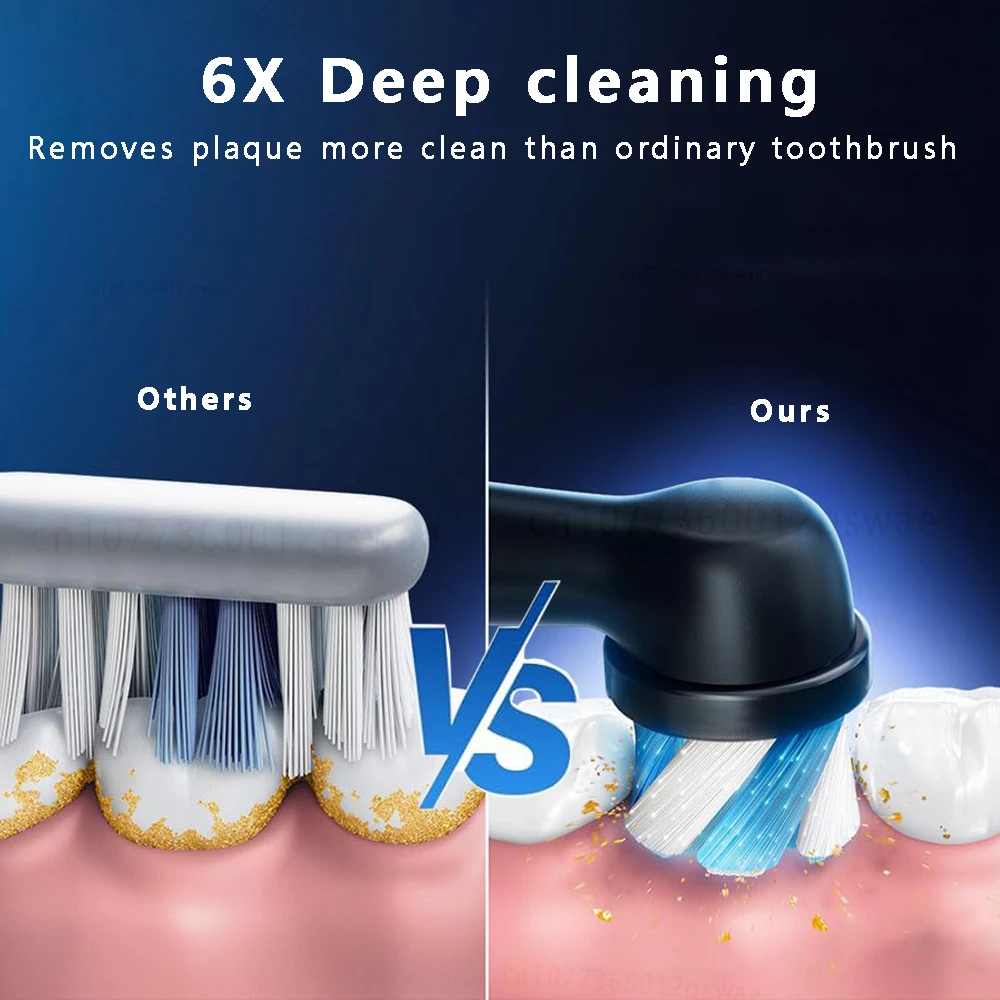 Electric Toothbrush Rotary Cleaning Teeth Brush Waterproof Electronic Tooth Brush With Timer Rechargeable Toothbrush with 8 Head