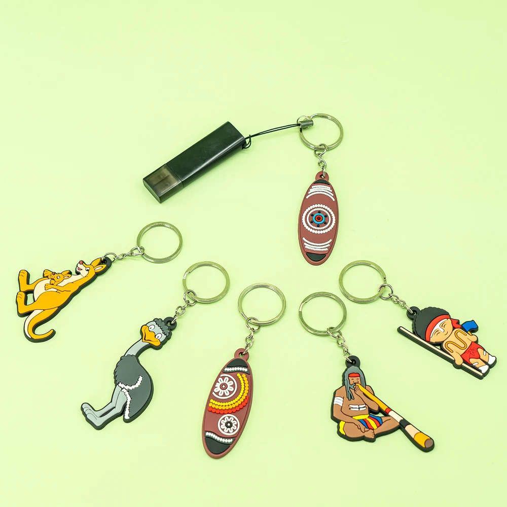 20PCS Australian Style Keychain Cute Platypus Kangaroo Koala Emu Keyrinng Fashion Women Men Car Key Accessories Friends Key Gift