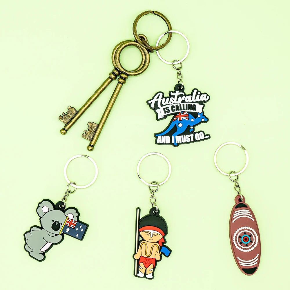 20PCS Australian Style Keychain Cute Platypus Kangaroo Koala Emu Keyrinng Fashion Women Men Car Key Accessories Friends Key Gift