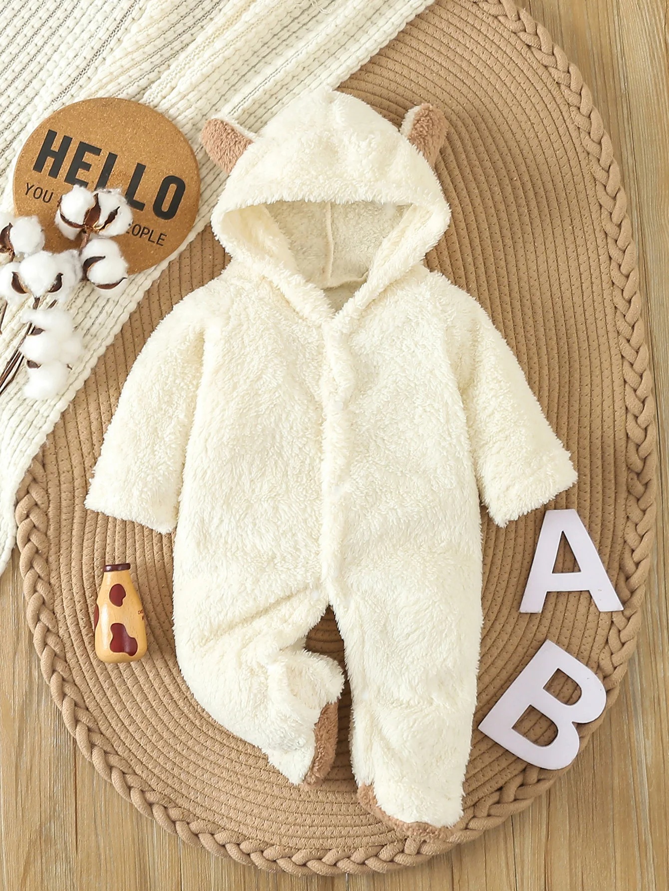 Newborn Baby Grils Boys Footed Romper Winter Warm Fleece Cute Costume Baby Boys Clothes Animal Baby Pajamas Hooded Jumpsuits