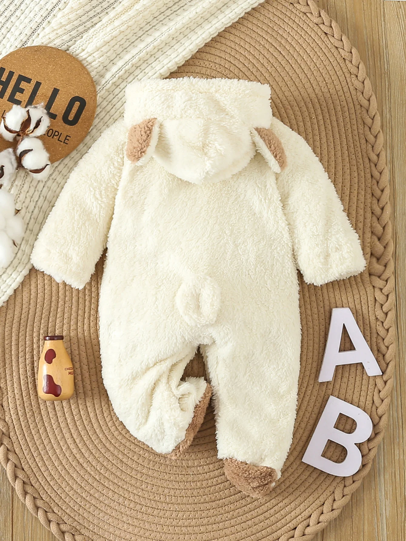 Newborn Baby Grils Boys Footed Romper Winter Warm Fleece Cute Costume Baby Boys Clothes Animal Baby Pajamas Hooded Jumpsuits