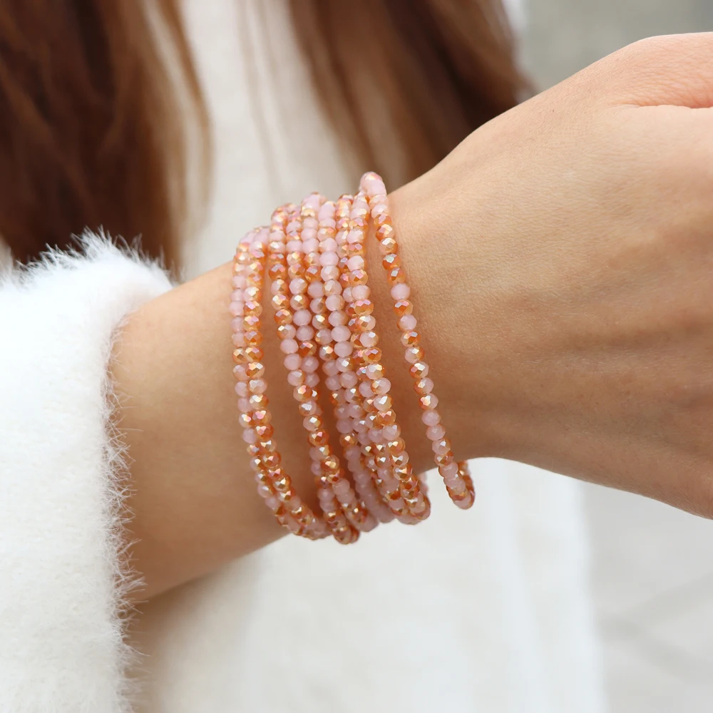 Blue Glass Crystal Miyuki Bracelet Bohemia Multi layered Faceted Crystal Beads Bracelets For Women Men Magnetic Buckle Jewelry