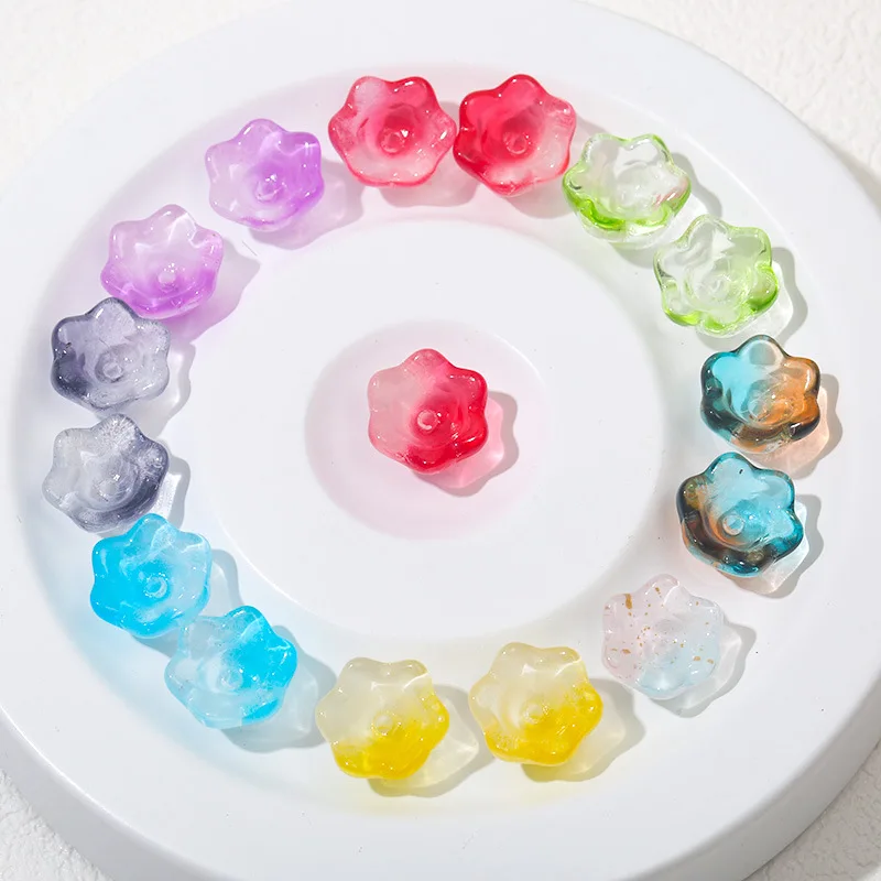 50pcs New Lily Of The Valley Colorful Bead Caps Glass Pendant Spacer Beads Jewelry Making Bracelet Earrings Beading Diy Material