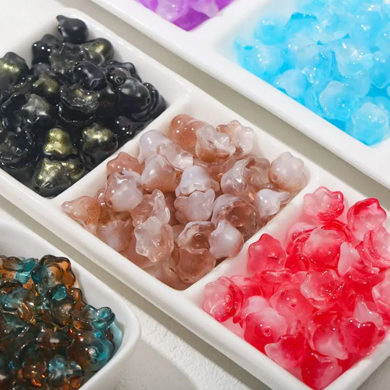 50pcs New Lily Of The Valley Colorful Bead Caps Glass Pendant Spacer Beads Jewelry Making Bracelet Earrings Beading Diy Material
