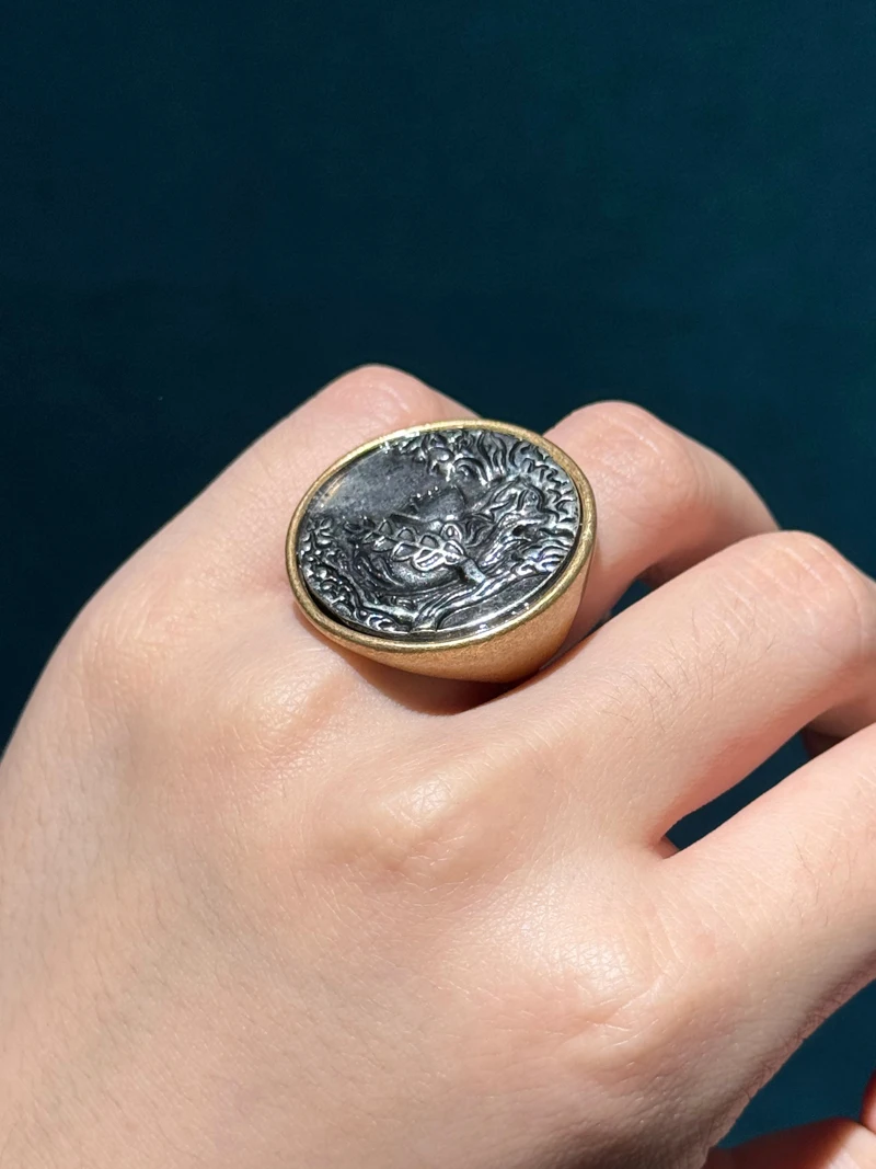 Romantic French Relief Antique Cameo Head Vintage Round Rings Retro Character Carving Woman Accessories Jewelry Wedding Gift