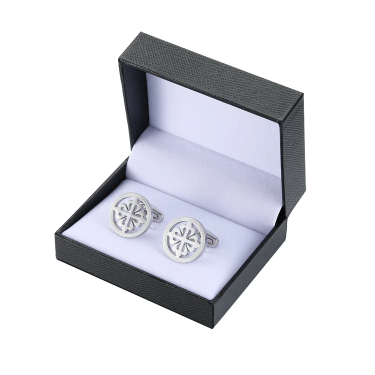 Mens Silver Color Stainless Steel Round Crusaders Cufflinks for Lepton Men Gift for Wedding Groom Business Cufflink Gemelos