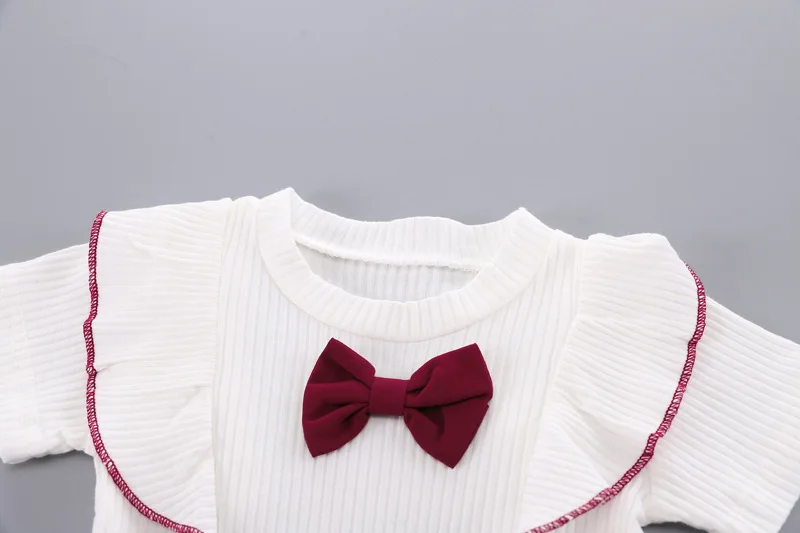 Baby Girls Clothes Summer Outfit Set Bow Top And Shorts 2-Piece Children's Clothing Ensemble for Girls