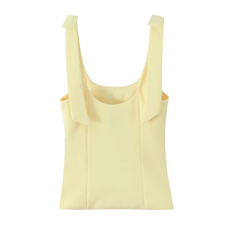 MUJER White Bow Crop Top Woman Sexy Backless Bustier Tops for Women Summer Camisole Sleeveless Tops Women Strap Short Tops Woman