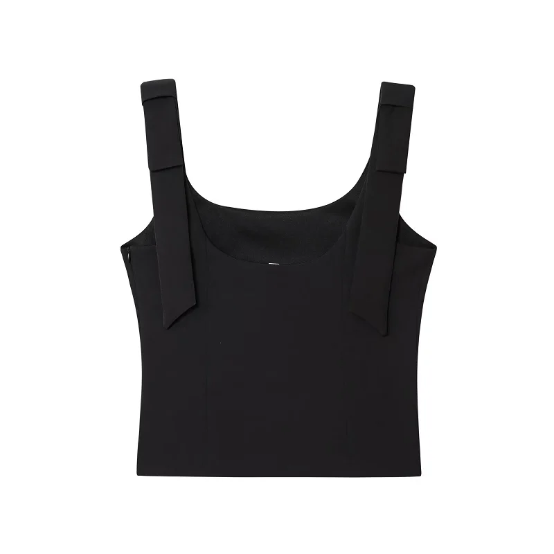 MUJER White Bow Crop Top Woman Sexy Backless Bustier Tops for Women Summer Camisole Sleeveless Tops Women Strap Short Tops Woman