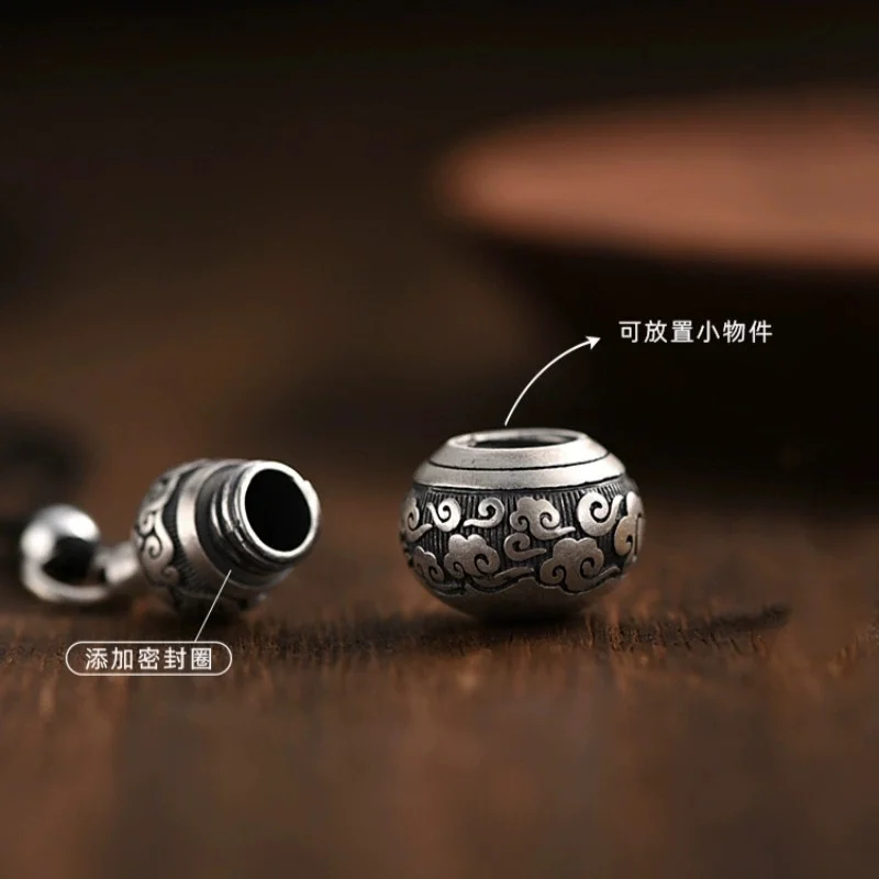 Buyee 925 Sterling Silver Pendant Chain Vintage Thai Silver Gourd Necklace for Men Women Buddhist Charm Unisex Jewelry Gift