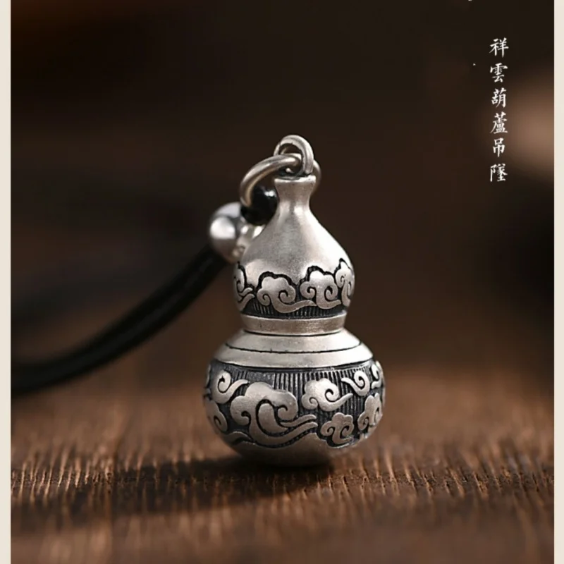 Buyee 925 Sterling Silver Pendant Chain Vintage Thai Silver Gourd Necklace for Men Women Buddhist Charm Unisex Jewelry Gift