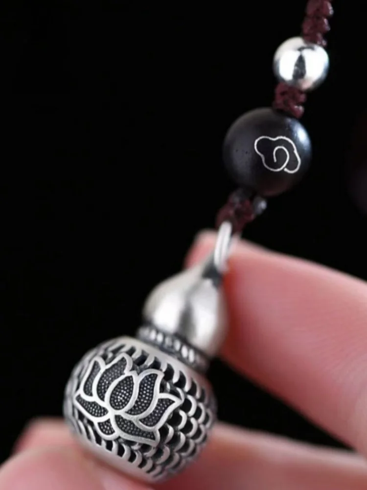 Buyee 925 Sterling Silver Pendant Chain Vintage Thai Silver Gourd Necklace for Men Women Buddhist Charm Unisex Jewelry Gift