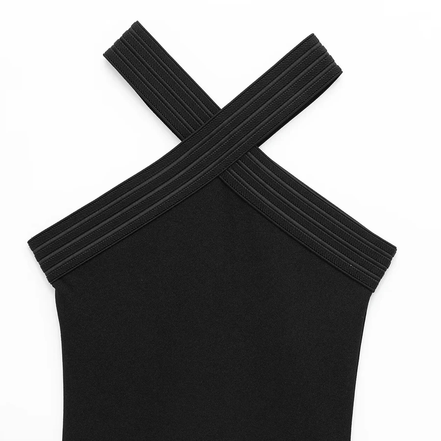 HXAO Women's Halter Black Dress Mini Sleeveless Short Dresses Woman Off Shoulder Bodycon Sexy Party Dress Vestidos Summer 2025