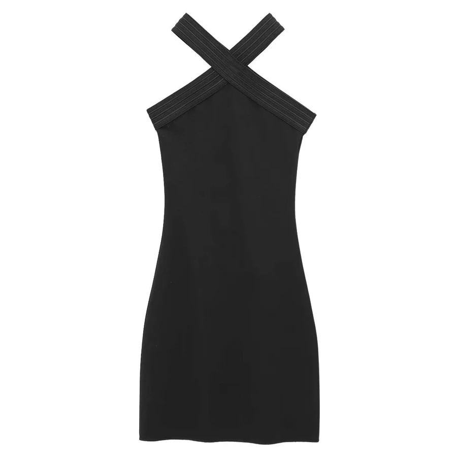 HXAO Women's Halter Black Dress Mini Sleeveless Short Dresses Woman Off Shoulder Bodycon Sexy Party Dress Vestidos Summer 2025