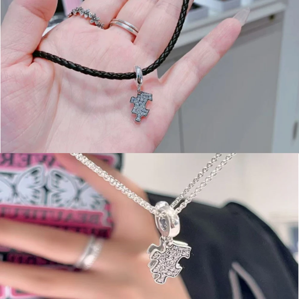 925 Sterling Silver Rotating Star Chart&Puzzle&Wine Bottle&Snowflake&Double Wings Dangle Charm Fit Brand Bracelet Shining Zircon