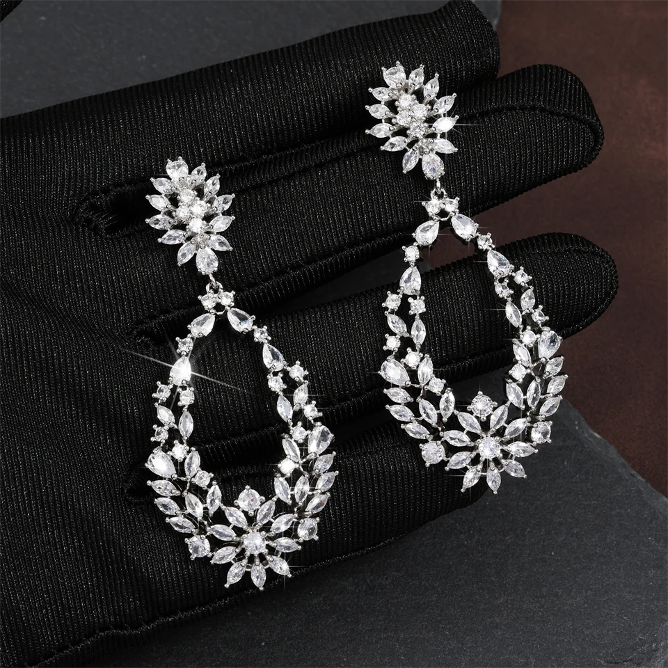 ZAKOL Elegant Water Drop Cubic Zirconia Wedding Earring for Women Luxury Bridal Jewelry Accessories Bijoux