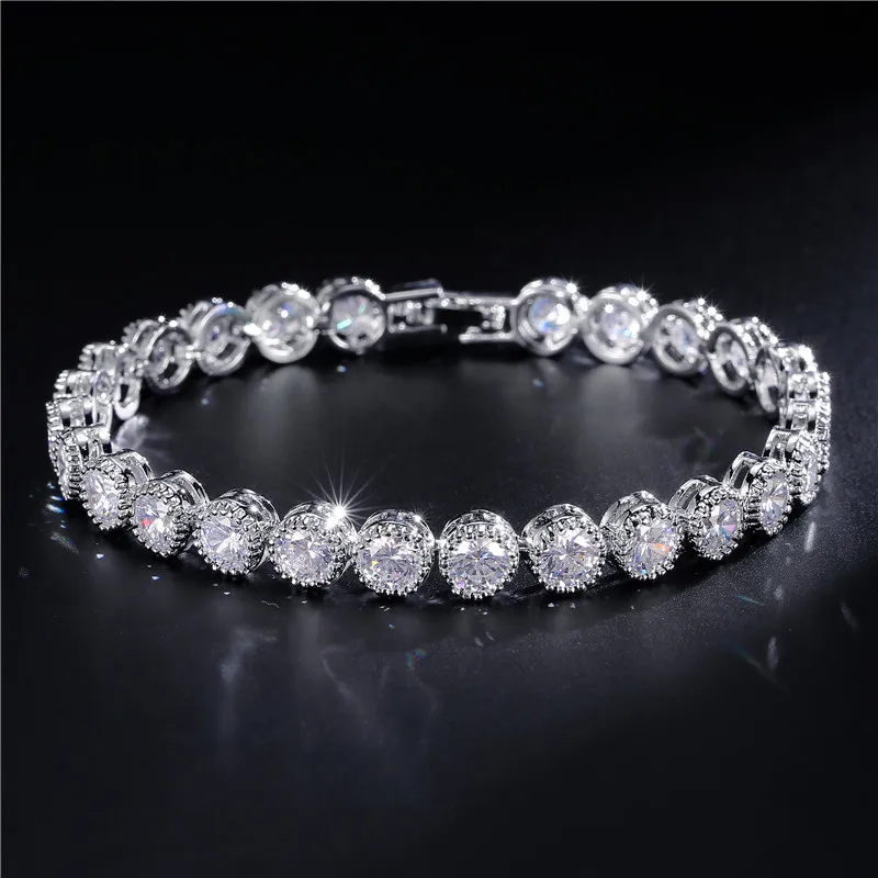 TrendMen Hiphop/Rock Trendy Round Zirconia Tennis Bracelets For Fashion Men Women Gold Color Crystal Wristlet Jewelry Bangles