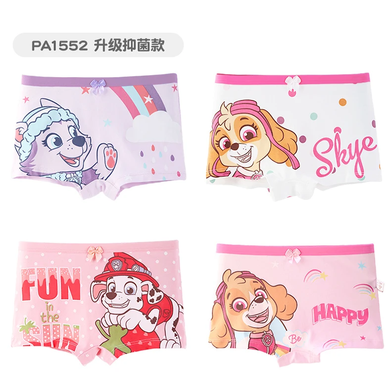 4PCS/SET Genuine Paw Patrol Girl's Underpants Skye Everest Marshall Rubble Cotton Brief Kids Short Pants Antibacterial Underwear